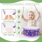 Kids Drum Set with Adjustable Strap: Toddler Musical Instrument for Ages 3-5, Wearable Drum Kit with Drumsticks, Educational Percussion Toy for Rhythm Music Development (Purple)