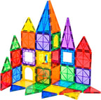 FNJO Magnetic Tiles, 64 PCS Magnetic Building Blocks, Magnets Building Set, STEM Toys for Kids Boys and Girls Creative and Inspirational