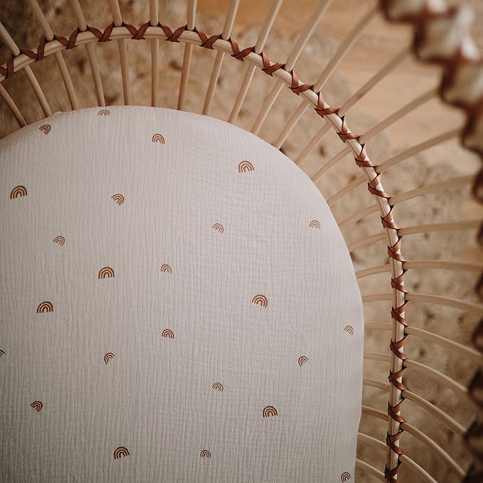 mushie Extra Soft Muslin Fitted Crib Sheet | 192 Thread Count | 28"x 52" (Rainbow)