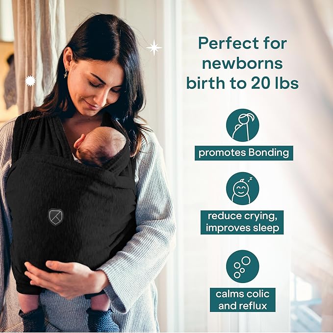 Koala Babycare Baby Carrier Wrap, Easy to Wear As a T-Shirt - Original Baby Carrier Newborn to Toddler - Sling One Size Fits All - Baby Wraps Carrier Up to 22lbs