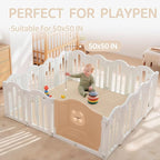 Bella’s Friends Foldable Baby Play Mat for Floor, 50"x50" Vegan Leather Playpen Mat, 1.2" Extra Thick Foam, Non-Toxic, Wipe-Clean, Travel-Ready, Non-Slip Crawling Mat for Kids Toddlers&Infants, Beige