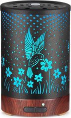 Essential Oils Diffuser,Aromatherapy Diffuser,Birthday Gifts for Women Mom Grandma,Metal Cool Mist Humidifier with 7 Colors Lights Waterless Auto Off Air Diffusers (C-Hummingbirds)