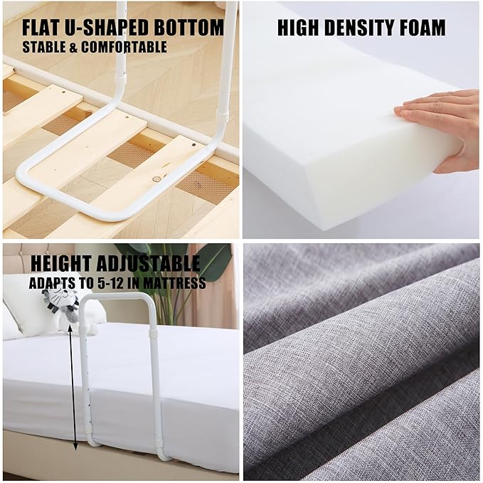 Bed Guard Rail for Toddlers, 78.7inch Foam Padded Toddler Bed Rails, Side Rails for Queen King Twin Full Size Bed, Bedrail for Toddler Safety