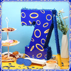 Number 7 Blue and Golden Rings Piñata for Kids Birthday Cartoon Theme Small Piñata with Blindfold Stick Confetti for Fiesta Cinco De Mayo Party Decor, 15.8 x 11 x 2.8 Inch