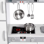 Amazon Basics Kids Kitchen Set, Play Kitchen Toy Playset for Toddlers, Preschoolers, 39"L x 11.8"W x 39"H, White & Gray