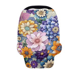 Binienty Durable Fabric Infants Carseat Canopies for Baby Girls Boys,Bohemian Flower Design, Baby Stroller Cover