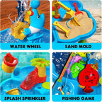 CozyBomB™ Water Table for Toddlers 3-5 | Outdoor Toys Water Play Table, Magnetic Fishing Toy Game, Summer Splash Pond Showers Sand Activity, Sensory Party Birthday Gift Kids Ages 4-8 9-12 (1-Tier)