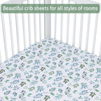 Baby Crib Sheets for Boys Girls, 2 Pack Fitted Crib Sheet for Standard Crib and Toddler Mattress, Soft Microfiber Baby Sheet 52x28x8in (Leaf & Green)