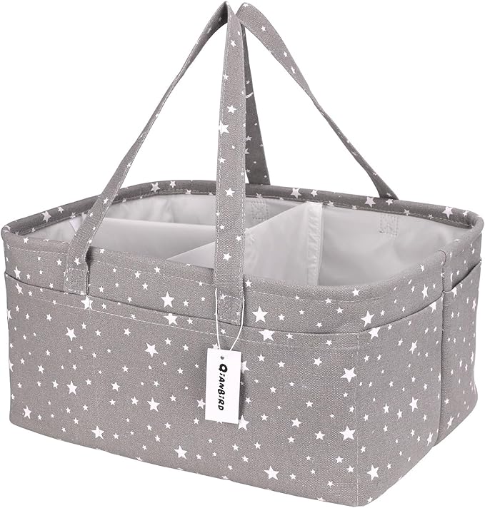 Baby Diaper Caddy Organizer- Extra Large Portable Diaper Basket with Removable Divider, Multi-Use Nursery Organizer for Diapers,Wipes,Baby Essential-Perfect Baby Basket bag Registry Must Have