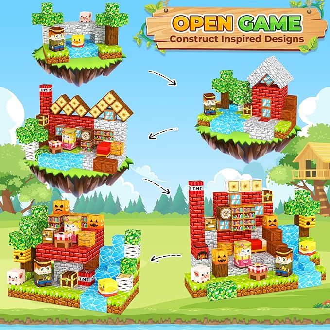 Magnetic Blocks Kids Games Building Toys for 3 4 5 6 7 8 9 10 11 12 Year Old Boys Girls, Magnetic Tiles Cubes STEM Sensory Toys for Toddler Travel Party Christmas Birthday Gifts