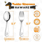 HaWare 8 Pieces Toddler Utensil Sets, Stainless Steel Kids Silverware Set Includes Toddler Forks and Spoons, Kids Safe Cutlery Set for Self Feeding, Cute Animal Handle Pattern, Dishwasher Safe