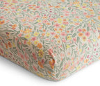 mushie Extra Soft Muslin Fitted MINI Crib Sheet | 24"x 38" (Pastel Blooms)