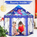 Monobeach Mermaid Princess Tent Girls Blue Large Playhouse Kids Castle Play Tent with Star Lights Gift Toy for Children Indoor and Outdoor Games