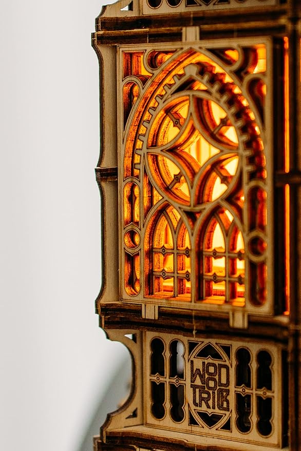 Wood Trick Antique Lantern Luminous LED 3D Wooden Puzzles for Adults and Kids to Build - 2-Mode Lighting - Engineering DIY Project Mechanical 3D Puzzle Model Kits for Adults