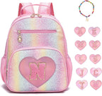 I IHAYNER Kids Glitter Lightweight Backpack for School Travel & Daycare, Toddler Backpack for Girls 3+ Preschool Kindergarten Elementary Kids Backpack-Rainbow Pink N