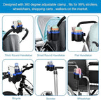 Accmor Stroller Cup Holder with Phone Holder, Bike Cup Holder, Universal Cup Holder for Uppababy Nuna Doona Strollers, 2-in-1 Cup Phone Holder for Stroller, Bike, Wheelchair, Walker, Scooter
