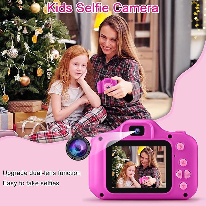 GKTZ Toys for Girls Age 3-8, Kids Camera Digital Video Toddler Camera Children Camcorder Birthday Gifts for 3 4 5 6 7 8 Year Old Girls with 32GB SD Card