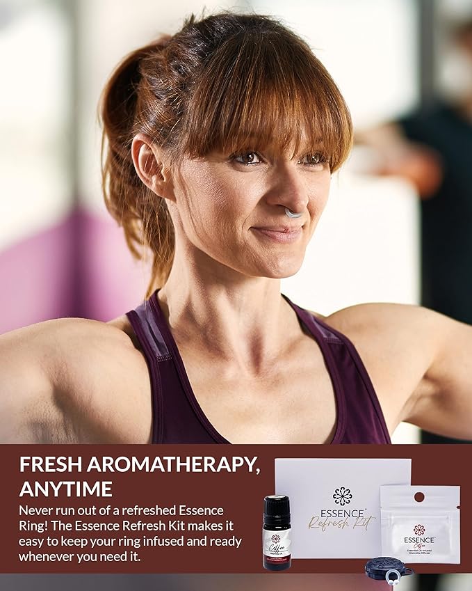 Essence Wearable Aromatherapy Nasal Diffuser – Coffee Essential Oil Nose Ring Silicone Inhaler for Stress & Mood Support - Made in USA & Travel-Friendly