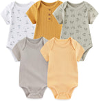 Newborn Baby Short Sleeve Bodysuit Cotton One-Piece Baby Clothes 5-Pack, 0-12 Months