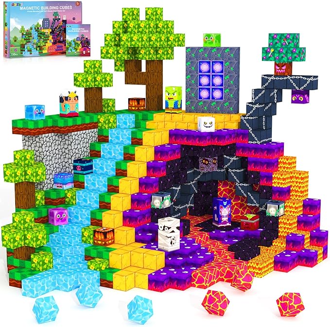 150PCS Magnetic Blocks, Magnetic Tiles Building Sensory Montessori Toys & Games for 3 4 5 6 7 8 9 10 11 12 13 Year Old Boys Girls Halloween Christmas Birthday Gifts