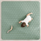 Comfy Cubs Square Kids Play Mat - 56 x 56 inches Soft Quilted Baby Floor Mat with Non-Slip Bottom - Plush Design for Toddlers' Playtime and Relaxation - Comfortable and Durable - Fern