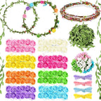 Syhood Rose Style Crowns Making Kit, 168 Pcs Parts, Make Your Own Flower Crown Wreath Headbands and Bracelets Craft Kit Hair Accessories Handmade DIY Floral Crown Garland Kit Presents for Party