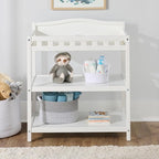 Badger Basket Baby Changing Table with Pad & Shelves - Wooden Changing Table with Storage - Nursery Change Table for Diapers & Baby Essentials, White