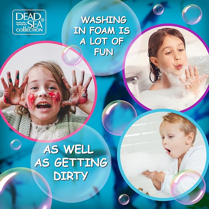 Dead Sea Collection Bubble Bath Kids with Vanilla - Cleansing and Moisturizing Liquid Bath Bubbles - Sweet Almond Oil and Pure Dead Sea Minerals - Pack of 2 Large Bottles (67.6 fl.oz)