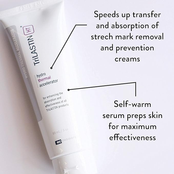 TriLASTIN Maternity Stretch Mark Prevention Cream (4oz) Bundle with Hydro-Thermal Accelerator (3oz) | Pregnancy Must-Have | Safe and Hypoallergenic Gift for First-time Moms | 1 Month Supply