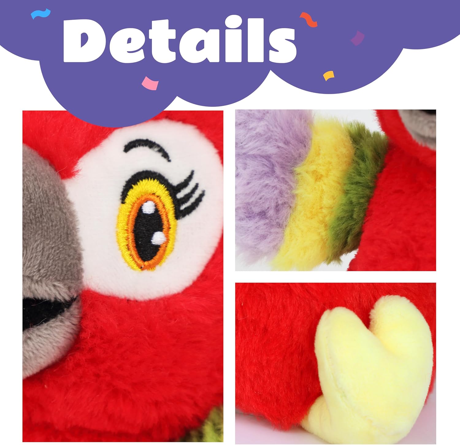 Cuteoy Talking Parrot Repeat What You Say Musical Stuffed Animal Shaking Singing Plush Toy Electric Interactive Animated Plushies for Kids Girls Boys Birthday