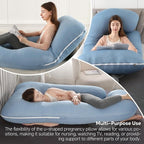 U-Shaped Pregnancy Pillow for Sleeping, Full Body Support for Back, HIPS & Belly - 65 Inch Maternity Pillow with Machine Washable Cover | Maternity Essential