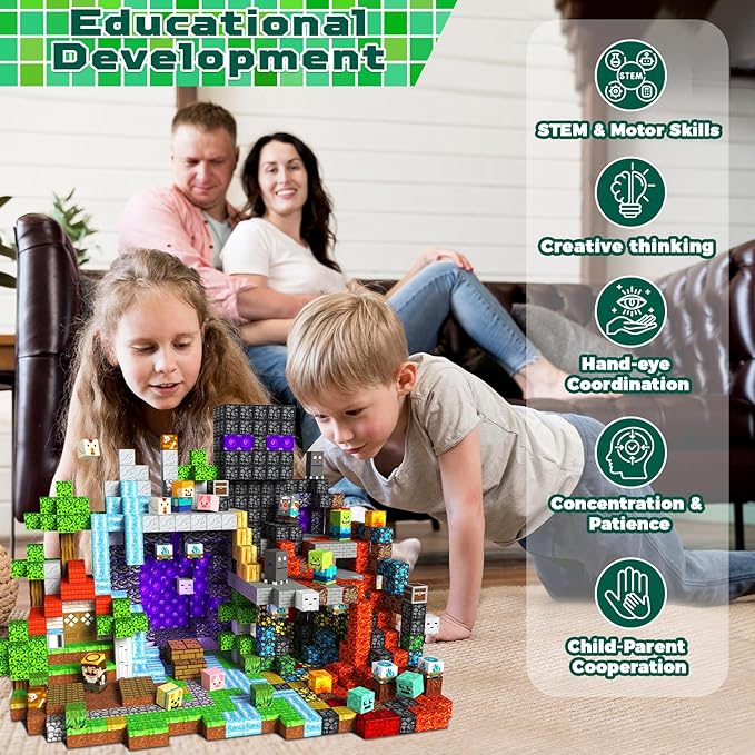 300 PCS Magnetic Blocks - Magnetic Building Blocks, Stacking Magnets for Kids, Sensory Toy for STEM Montessori Sensory Toys for Kids 3+ Boys and Girls Christmas Birthday Gifts