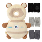 Feidoog Baby Head Protector Cushion Backpack with 3 Knee Pads for Walking & Crawling,Khaki Astronauts