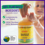 California Baby Calendula Baby Shampoo + Baby Wash | 100% Plant-Based | Soothing Lavender Body Wash For Sensitive Skin | Hypoallergenic | 562mL / 19oz