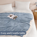 WRENSONGE Throw Blanket Cationic Dyeing Blue Soft Cozy Fluffy Warm Hand Made Weave Throw Blankets for Couch, Sofa, Chair, Bed, Camping, Picnic, Travel Lightweight Bed Blanket - 60"*80"