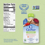 Gerber Stage 2 Baby Food, Organic Banana Strawberry Beet Oatmeal, Baby Puree, 12PK
