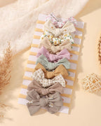 doboi 10PCS Baby Girls Headbands Hair Bows Nylon Cotton Linen Hairbands Fine Handmade Hair Accessories for Newborn Infant Toddlers Little Girls-Embroidered Flower