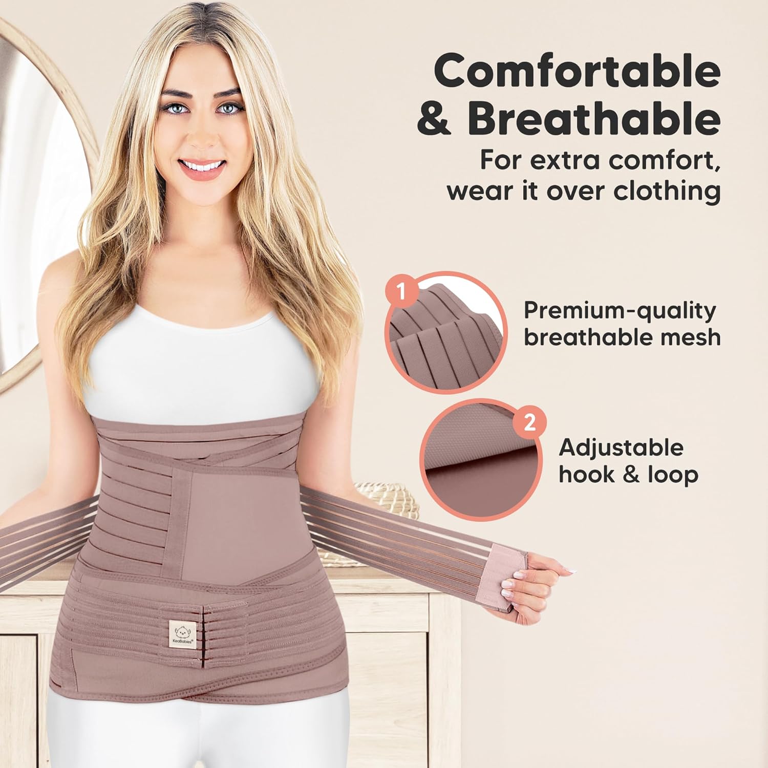 3 in 1 Postpartum Support Recovery Wrap - Belly Band, After Birth Brace, Slimming Girdles, Body Shaper Waist Shapewear, Post Surgery Pregnancy Support Band (Dusty Plum, M/L)