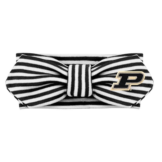 Creative Knitwear Purdue Boilermakers Infant Girls Black/White Striped Hair Knot Headband Embroidered Logo - Size Newborn - 4T
