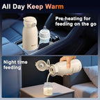 Portable Bottle Warmer for Travel, 17 Oz Baby Bottle Warmer, Super Fast Charging Milk Warmer with Adjustable Temp & Keep Warm for Formula, Breastmilk, Rechargeable & Cordless Water Warmer