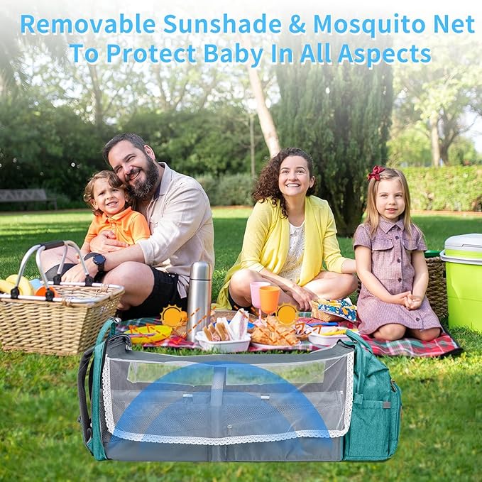 KABAQOO Diaper Bag Backpack with Detachable Changing Station, Large Capacity Baby Diaper Bags for Boys & Girls, Baby Registry Search Stuff & Shower Gifts, Newborn Essentials Must Haves, Lake Blue