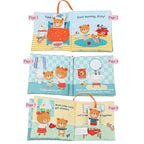Teddy Bear Baby Toy Cloth Crinkle Books for Babies Infant Toddler, Soft Toys 0-6-12 Months Activity Tummy Time Mirror Toy, Gifts for Boys Girls Baby Shower, 1-2-3 Years Old-Morning