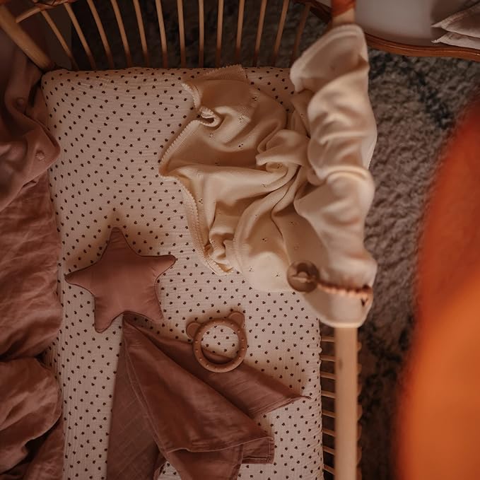 mushie Extra Soft Muslin Fitted Crib Sheet | 192 Thread Count | 28"x 52" (Bloom)