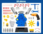 STEM New V6 Engine Model Building Kit，60-Piece Take Apart Toy with Realistic Lights & Sounds, Electric Drill & Tools - Mechanic Repair Playset for Kids Ages 3-5