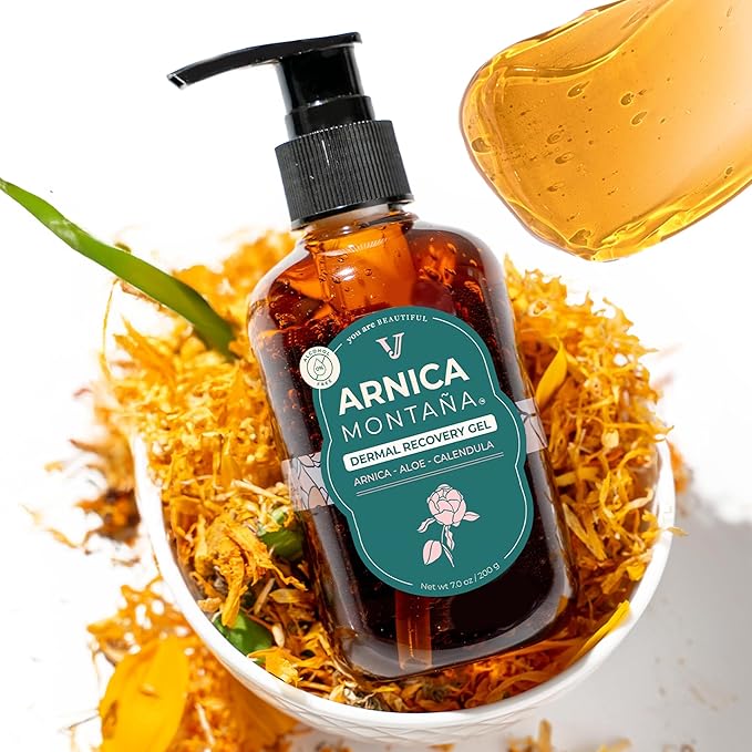 Arnica Gel For Face, Arnica Cream and Bruise Cream to Soothe with Aloe and Calendula for Face and Body, Menthol Free, Alcohol Free, 7oz Pump