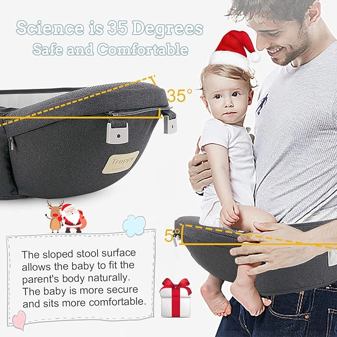 FRUITEAM 6-in-1 Baby Carrier with Waist Stool, One Size Fits All -Adapt to Newborn, Baby Hip Carrier for Breastfeeding, Infant & Toddler