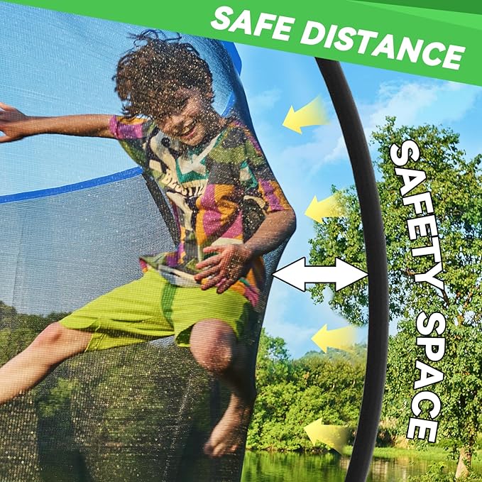 14FT 12FT 10FT 16FT Trampoline with Safety Enclosure, Anti-Rust Coating – ASTM Certified, Heavy-Duty Outdoor Trampoline with Ladder – for Kids & Adults