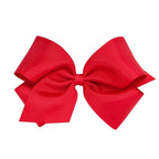 Wee Ones Girls' Plain Wrap Classic Grosgrain Hair Bows on a WeeStay No-Slip Hair Clip, Handmade, King, Red