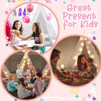 8 Pack Sleepover Tent for Girls Party,Teepee Tent for Kids Slumber Party Bulk with Light String,Air Mattress,Fitted Sheet,Washable Natural Cotton Toddler Teepee Indoor Outdoor(White)