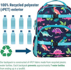 Wildkin ECO rPET 15-inch Kids Backpack – Sustainable, Padded, Adjustable – Darling Dinosaurs